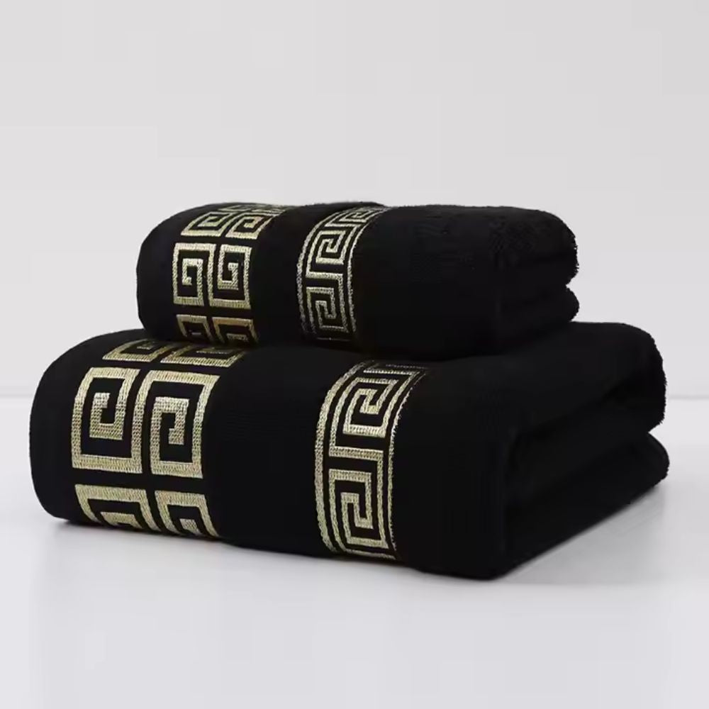 Elegante, zachte katoenen handdoekenset, terry stof, biedt luxe en comfort; perfecte toevoeging aan elke badkamer.