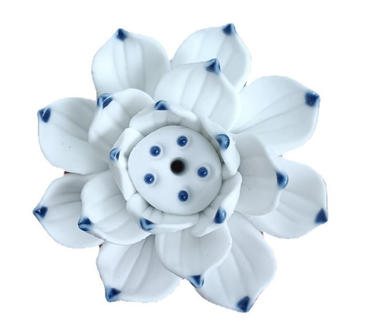 Wierookhouder in lotusbloemvorm, prachtig keramiek voor een spirituele en kalmerende woonruimte.