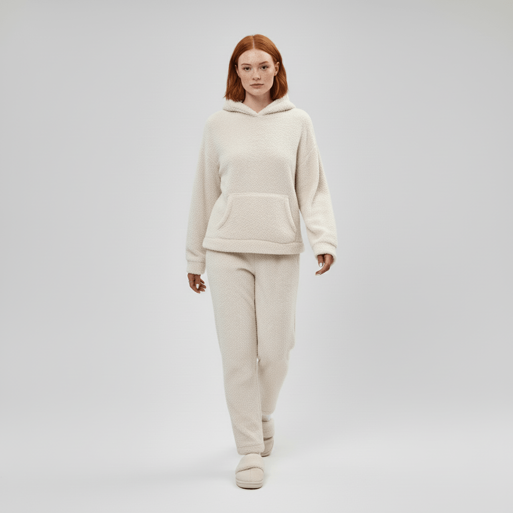 Dames hoodie, onderdeel van de loungewear set, met trekkoord en ruime kangoeroezak.