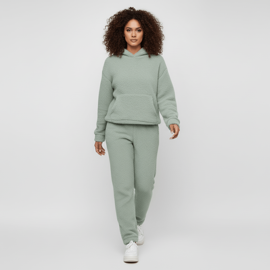 Loungewear hoodie met kangoeroezak, comfortabel en warm, deel van de Skye set.