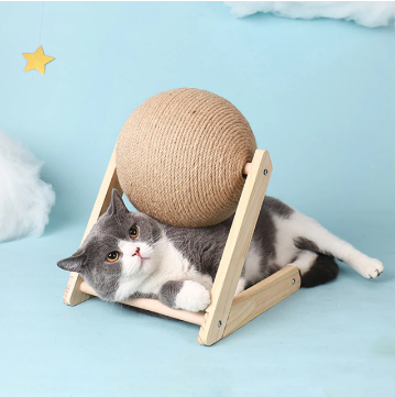 Katten krabbal van sisal en hout, ideaal krabspeelgoed voor katten en meubelbescherming.