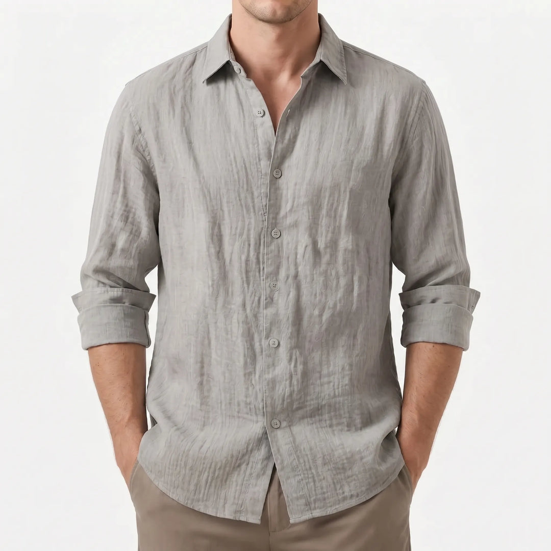 Modieus luchtig heren overhemd, lange mouwen, perfect voor zomerse dagen, casual en comfortabel.