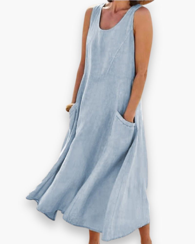 Comfortabele luchtige zomerjurk voor dames, een elegante midi-jurk perfect voor vakantie of vrije tijd.
