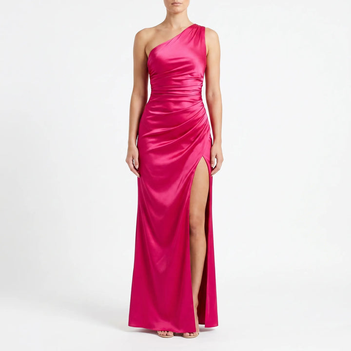 Elegante one-shoulder avondjurk voor dames, stijlvol en asymmetrisch voor speciale gelegenheden.
