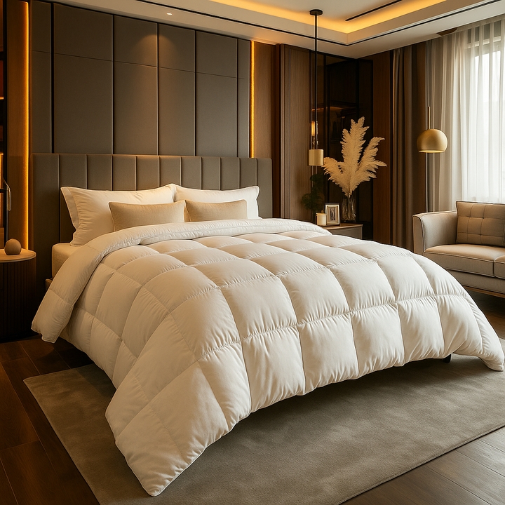Luxe ganzendons dekbed, wit, ultrazacht en warm voor optimaal slaapcomfort in elke slaapkamer.
