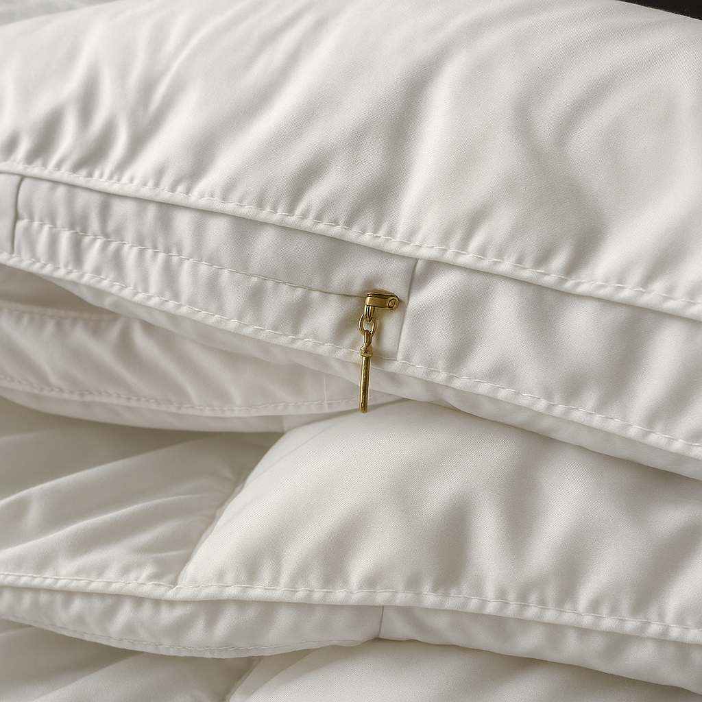 Dit zachte en warme ganzendons dekbed biedt ultiem slaapcomfort en ademend luxe beddengoed.