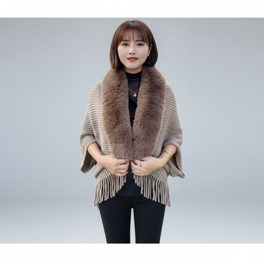 Warme herfstcape voor dames: Comfortabele en veelzijdige luxe cape, perfect als stijlvolle bovenkleding.