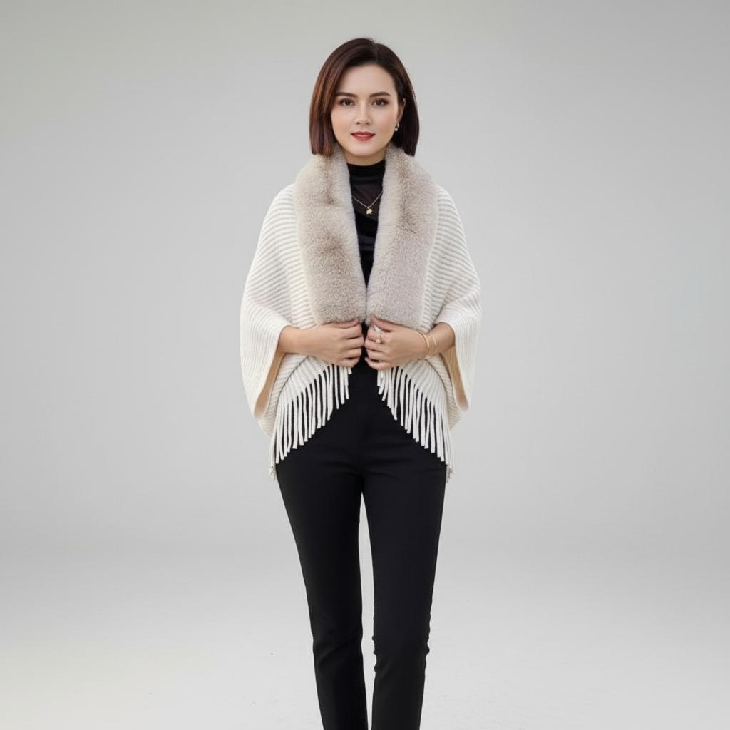 Veelzijdige damescape Elisa: Luxe bovenkleding voor dames, combineert warmte, stijl en ultiem comfort.
