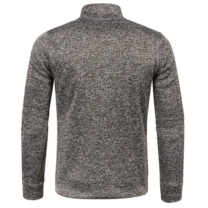 Heren pullover met rits en col, zachte en warme trui voor koude winterochtenden.