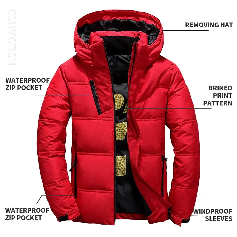 Slim fit heren winterjas, ontworpen voor skiën en actieve mannen; duurzame kwaliteit.