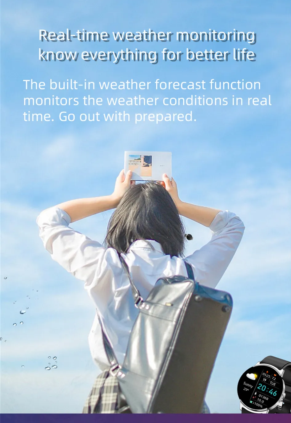 Waterdicht IP68 smartwatch voor dames en heren, met focus op gezondheid.