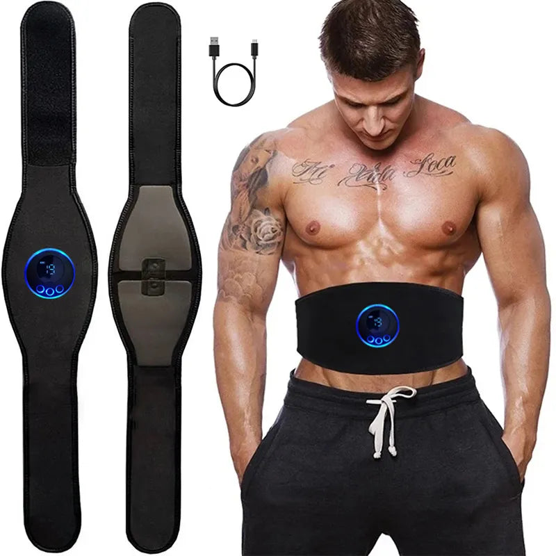 Unisex EMS buikspiertrainer voor efficiënte coretraining thuis. Draagbare fitnessriem voor snelle spierstimulatie.