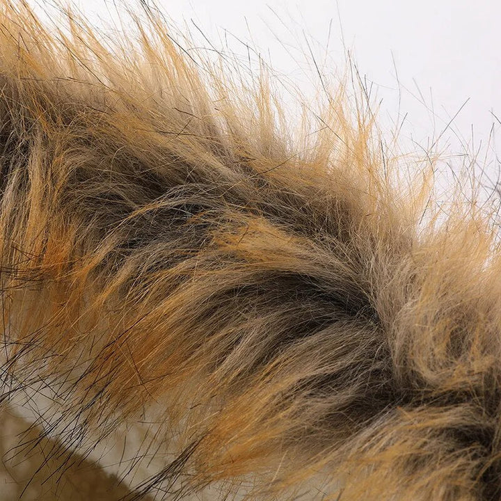 Detail van de binnenvoering van de warme en winddichte heren winterparka.