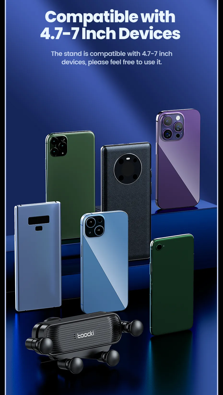 Autotelefoonhouder voor ventilatierooster, universele pasvorm, veilig en handsfree.