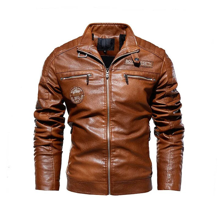 Stijlvolle heren bikerjas in zwart, perfect als warme winterjas. Trendy casual herenmode.