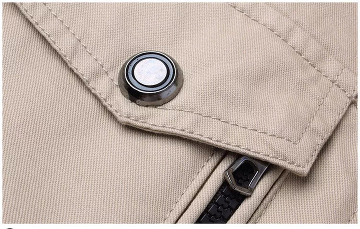 Blauw slim fit windjack voor heren, casual militaire mode, winddichte jas voor outdoor en dagelijks.