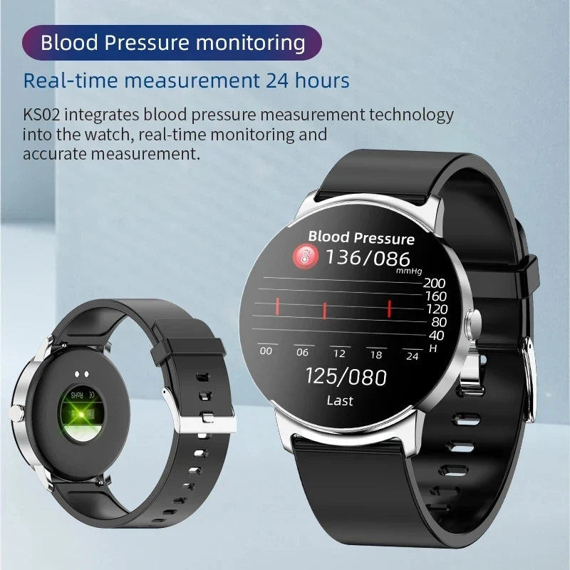 Moderne smartwatch met lichaamstemperatuur meting en digitale gezondheidsfuncties.