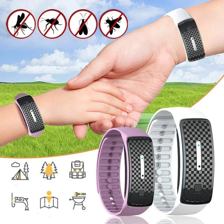 Insectenafwerende armband, essentieel voor buitenleven, wandelen en kamperen zonder chemicaliën.