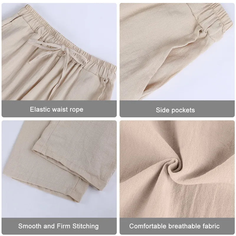 Casual wijde pijp herenbroek, comfortabel voor lente en zomer.