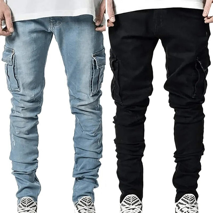 Actieve heren cargo jeansbroek, duurzaam en comfortabel, ideaal voor avontuurlijke en casual dagen.