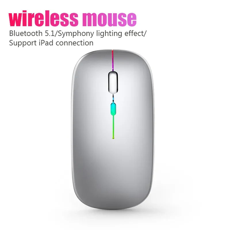 Ergonomische gadget: draadloze muis, oplaadbaar, met dynamische LED-verlichting voor pc en laptop.