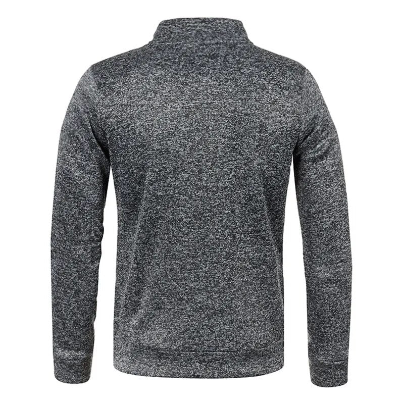 Groene heren wintertrui met rits en col, comfortabele en warme toevoeging aan je outfit.