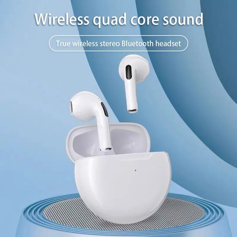 Set draadloze Bluetooth in-ears vanuit verschillende hoeken, modern design en comfortabel audio accessoire.