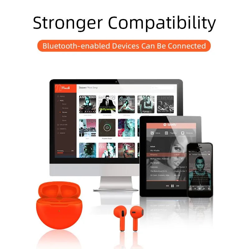 Draadloze in-ears in de premium verpakking, benadrukt de kwaliteit en Bluetooth audio functionaliteit.