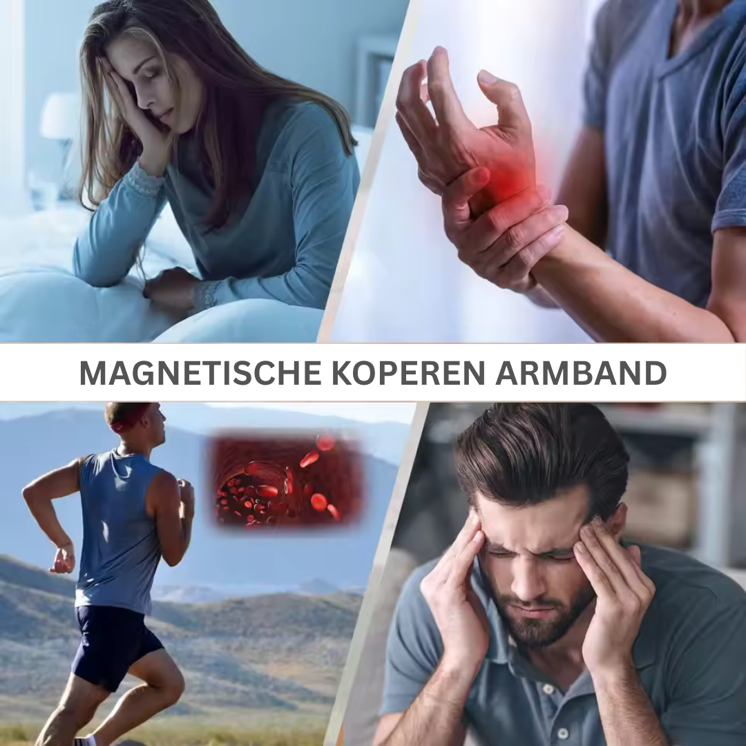 Close-up van de stijlvolle unisex magnetische armband, toont details en hoogwaardige afwerking.