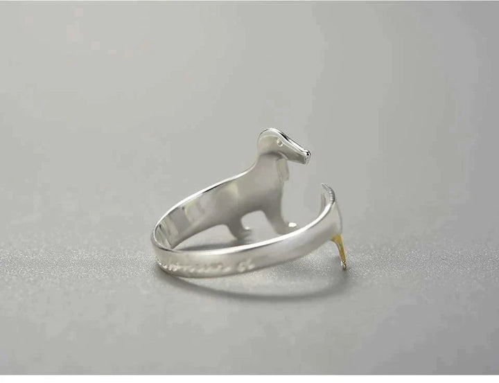 Comfortabele verstelbare teckelring voor dames, verzilverd sieraad. Must-have voor dierenliefhebbers.