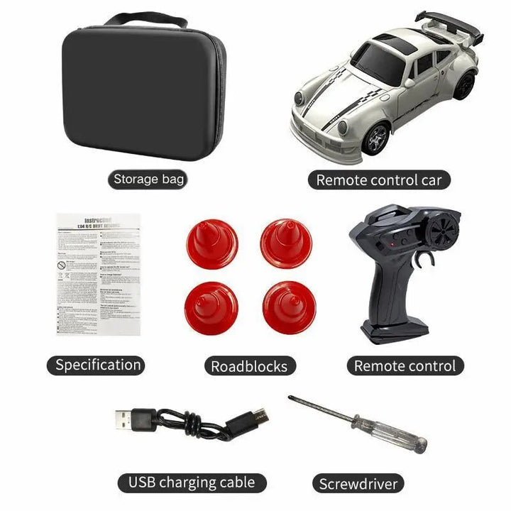 Binnen speelgoed: 1:64 RC mini drift auto met LED koplampen. Afstandsbediening voor kind.