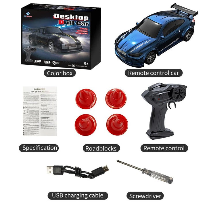 Leuk cadeau voor kinderen: 1:64 RC drift raceauto met LED koplampen en afstandsbediening.