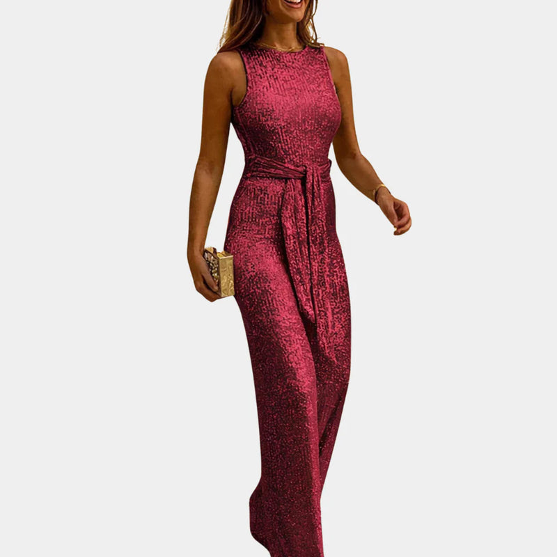 Elegante dames glitter jumpsuit van Hoymans voor feesten en avondkleding, schitterende outfit.