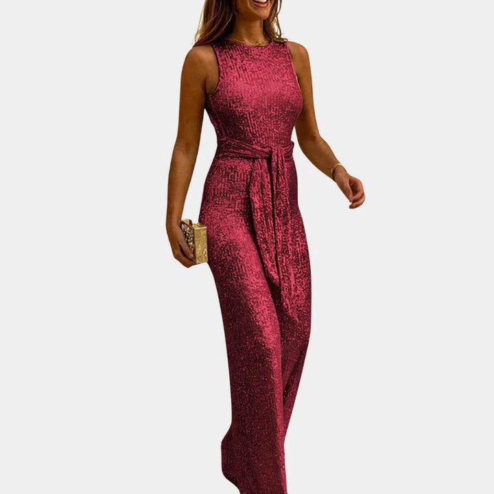Elegante dames glitter jumpsuit van Hoymans voor feesten en avondkleding, schitterende outfit.