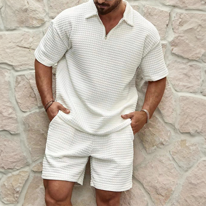 Heren luchtige vrijetijds set, ideaal voor zomer loungewear. Comfortabel en stijlvol.