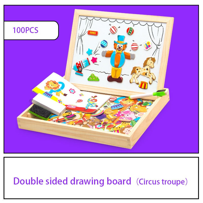 KreativBox magnetisch puzzel & tekenbord, educatief houten speelgoed. Schermvrij voor creatieve kinderen.