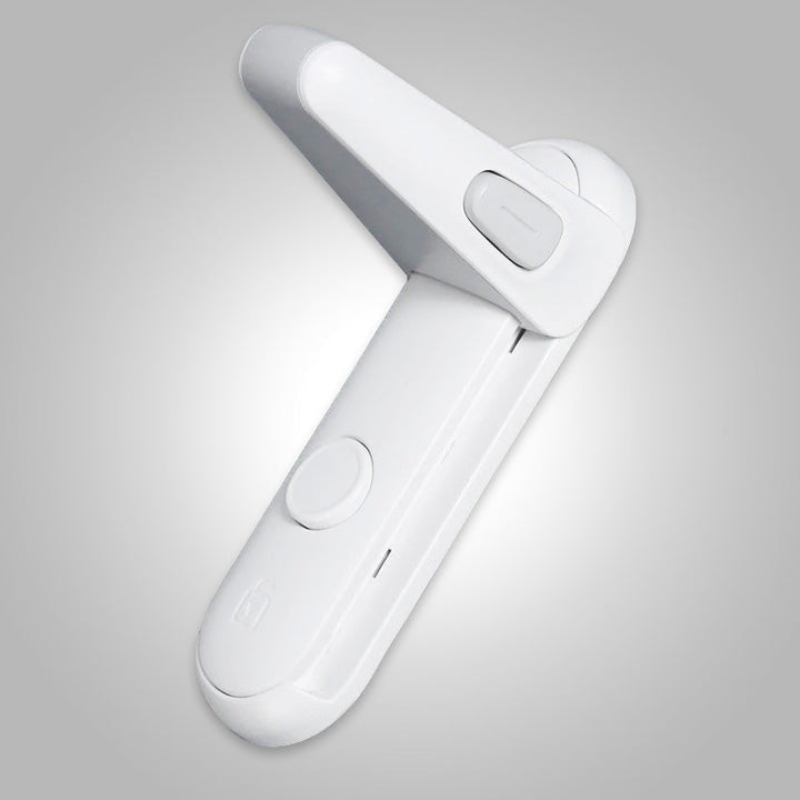 Modern wit deurklinkslot voor kinderbeveiliging, discreet en past in elk interieur.