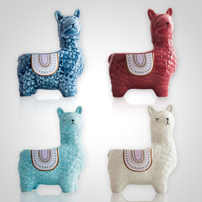 Decoratieve alpaca figuur bloempot, ideaal voor kleine planten of succulenten.
