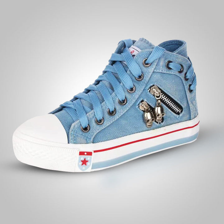 Diepblauwe comfort sneakers voor dames, ideaal als casual wandelschoenen.