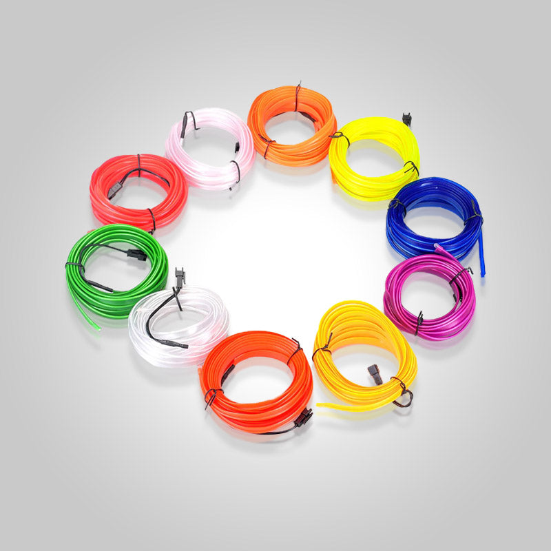 Auto neon LED verlichting kit voor futuristisch interieur, aanpasbare sfeerverlichting via USB voor tuning.