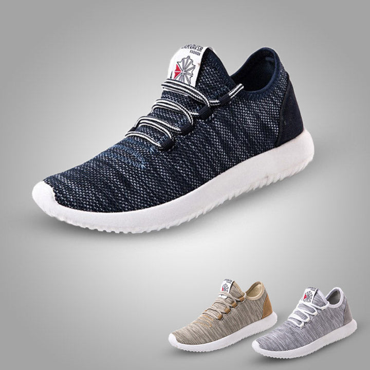 Beige heren sneakers zonder veters met elastische pasvorm voor ultiem loopcomfort.