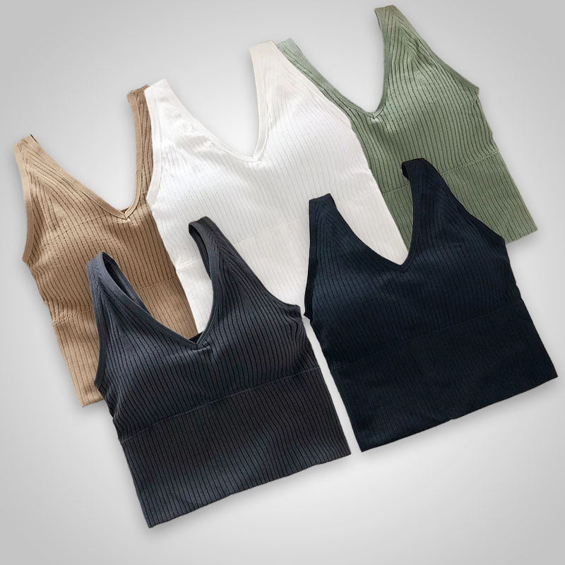 Beugelloze comfortbeha voor dames, ideaal als topje onder zomerkleding, zacht en ademend.