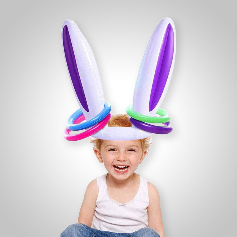 Opblaasbaar konijnen hoofdband werpspel voor kinderen; ideaal voor interactief buitenspelen en feestjes.