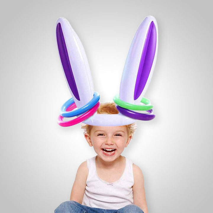 Opblaasbaar konijnen hoofdband werpspel voor kinderen; ideaal voor interactief buitenspelen en feestjes.