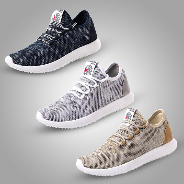 Casual beige heren sneakers, gemakkelijk aan te trekken. Perfect voor dagelijks gebruik.