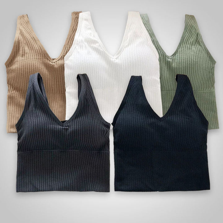 Onderkleding dames: naadloze comfortbeha, beugelloos en ademend, perfecte pasvorm voor de zomer.