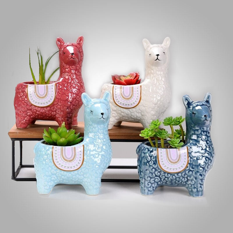 Originele alpaca bloempot, een uniek handgemaakt cadeau voor plantenfans.
