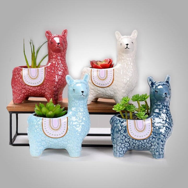 Originele alpaca bloempot, een uniek handgemaakt cadeau voor plantenfans.