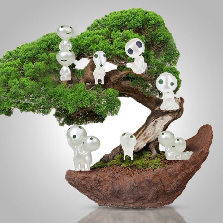 Glow-in-the-dark geestjes voor sprookjestuin, set van 20 harsfiguren die de tuin verlichten.