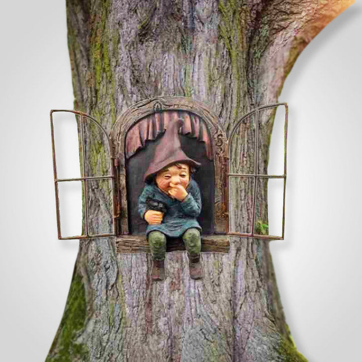 Decoratief dwerg tuinbeeld van hars, geschikt voor buiten en kerst. Leuke blikvanger.